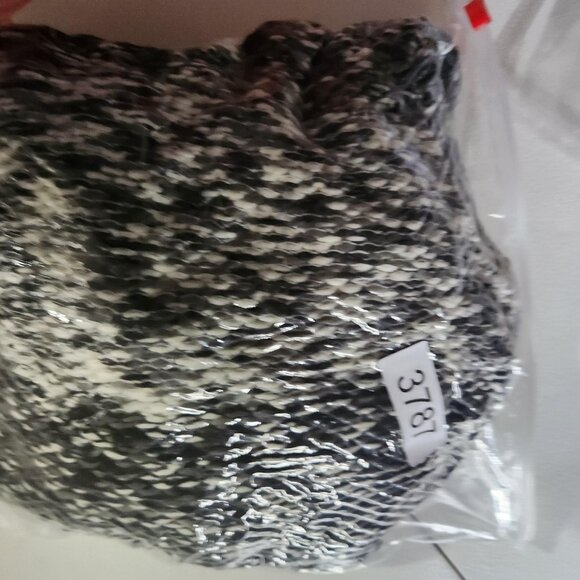 New Directions Cardigan Hooded Fringe Open Front Sweater XL Black White - Picture 14 of 14